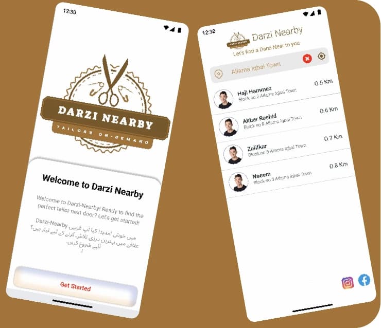 Darzi Nearby product interface
